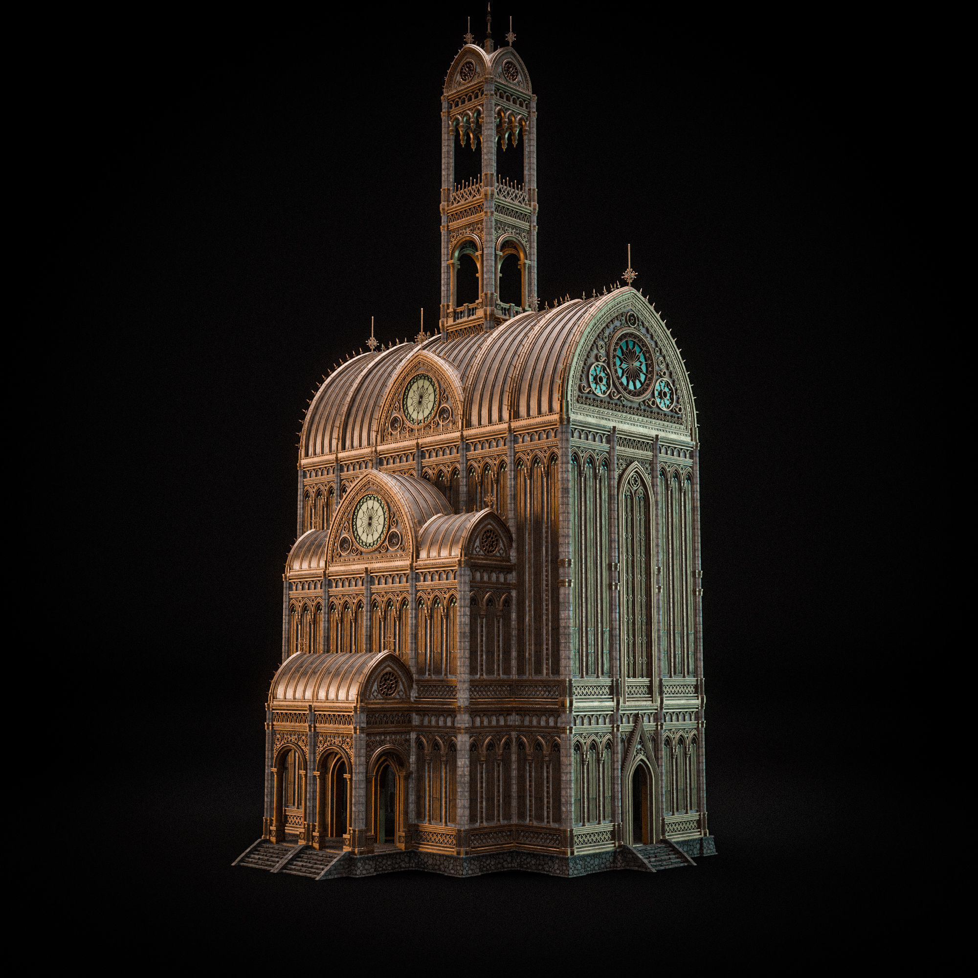 GOTHIC MODULAR BUILDING 1 Low-poly 3D model_9