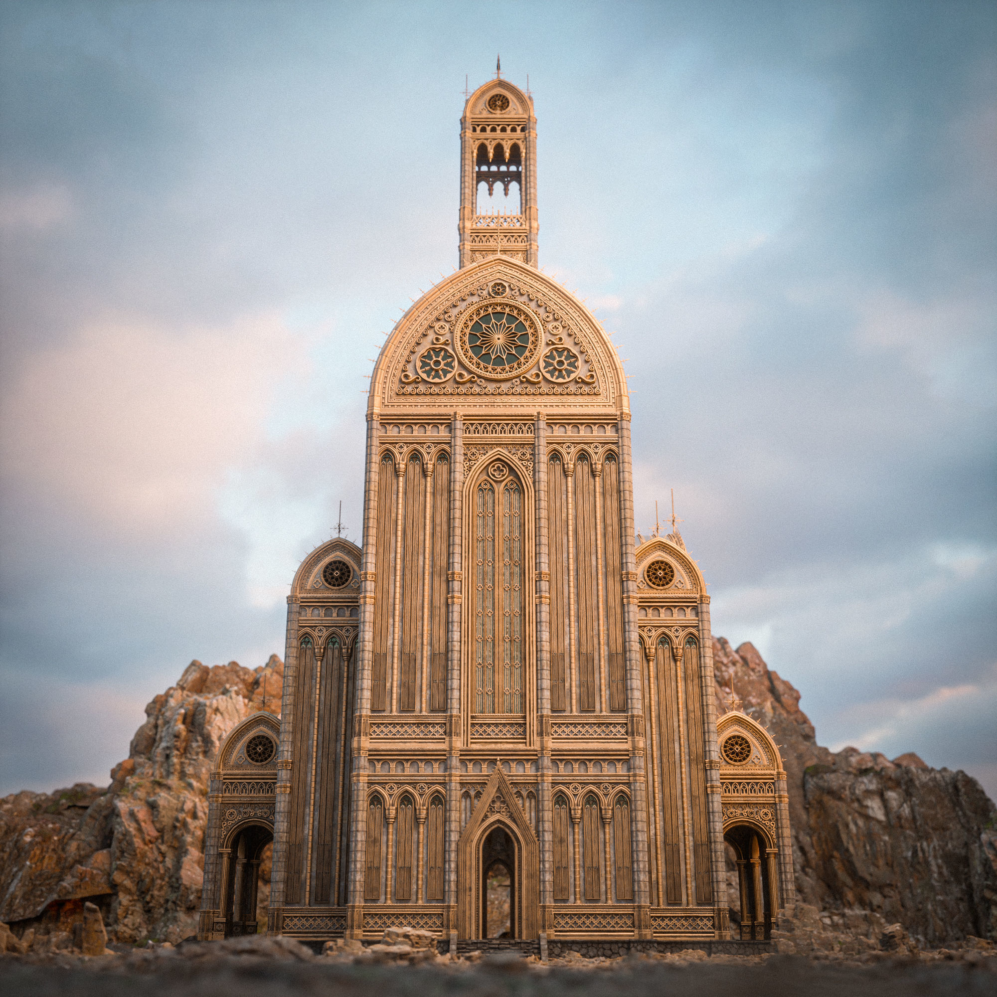 GOTHIC MODULAR BUILDING 1 Low-poly 3D model_3