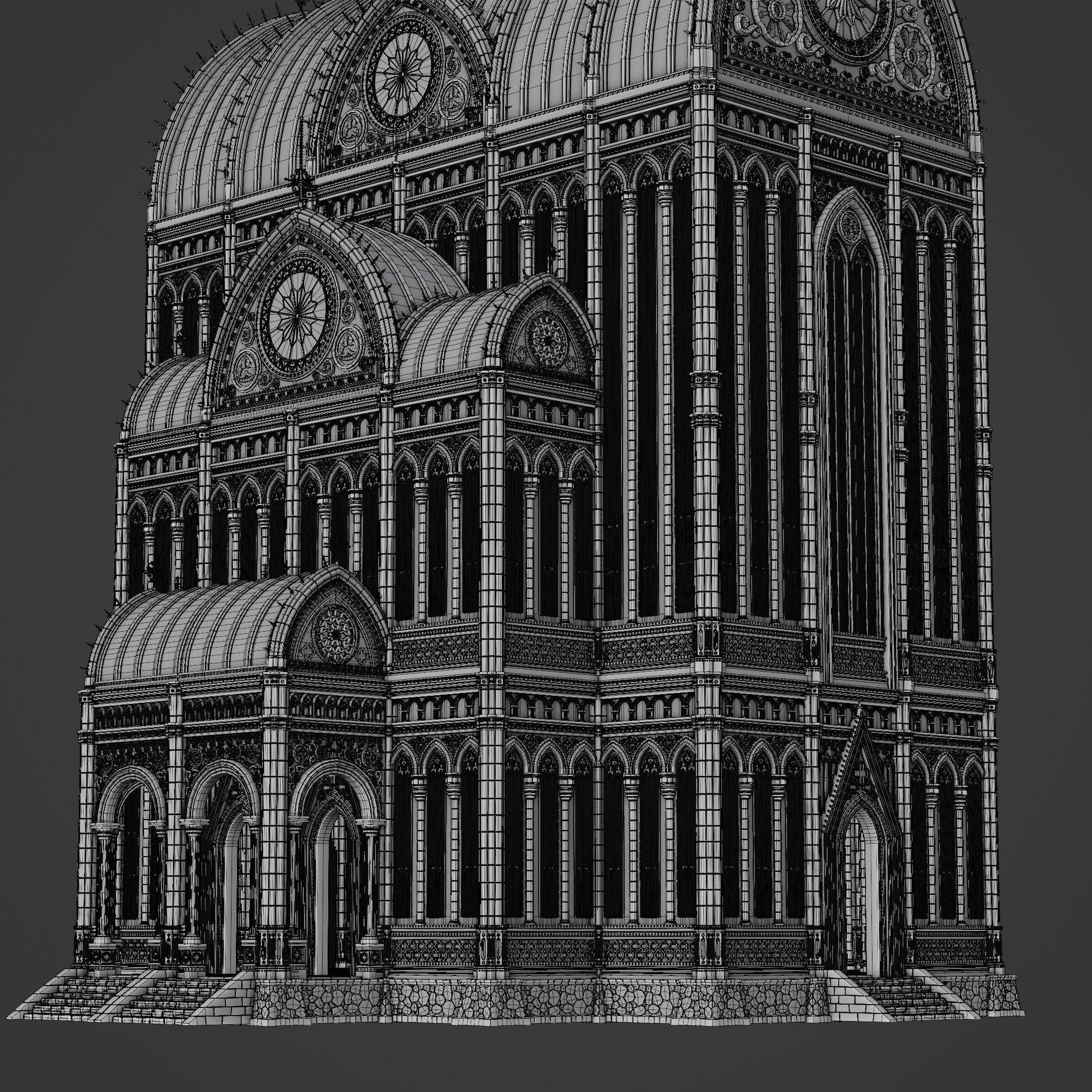 GOTHIC MODULAR BUILDING 1 Low-poly 3D model_17