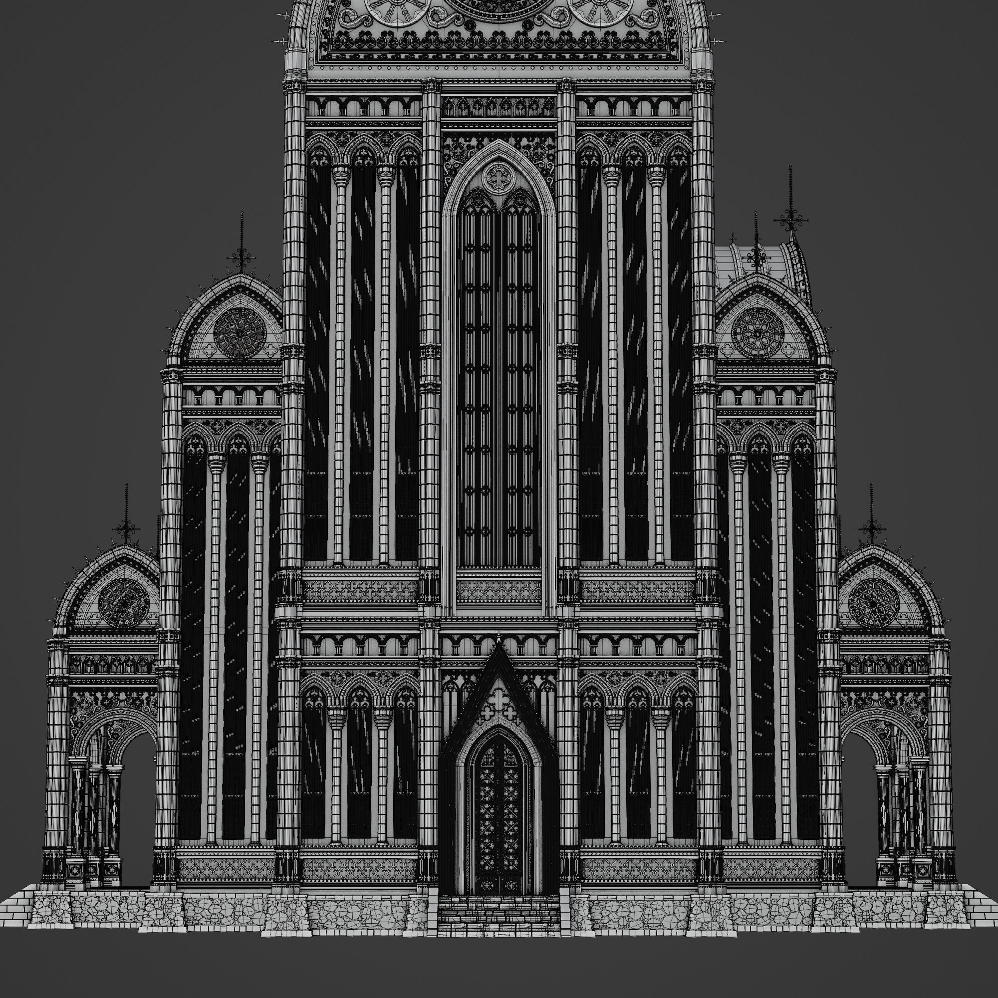GOTHIC MODULAR BUILDING 1 Low-poly 3D model_16