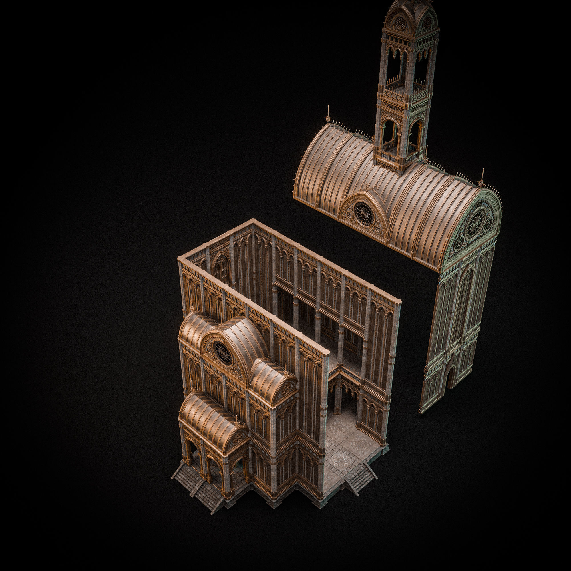 GOTHIC MODULAR BUILDING 1 Low-poly 3D model_15