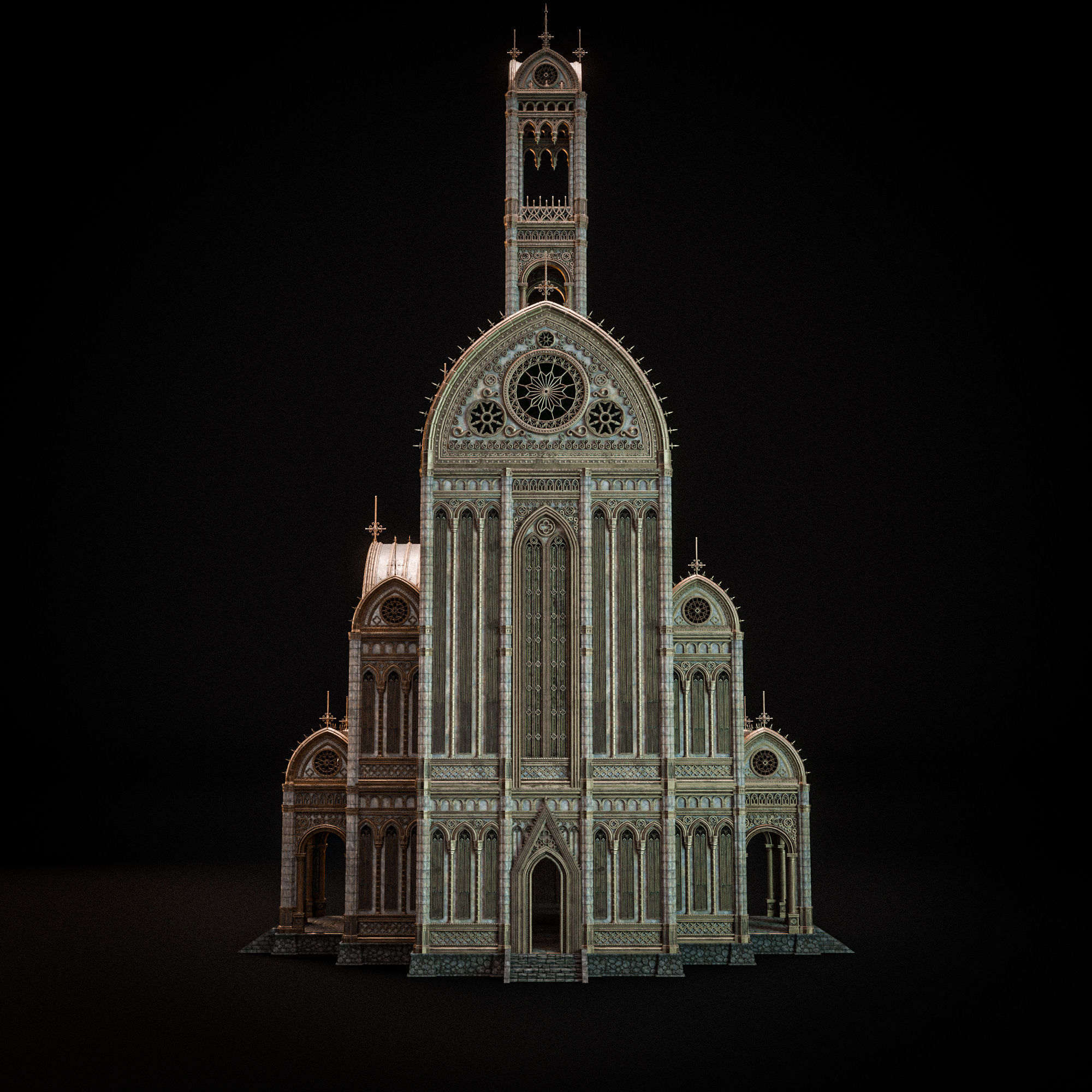 GOTHIC MODULAR BUILDING 1 Low-poly 3D model_10