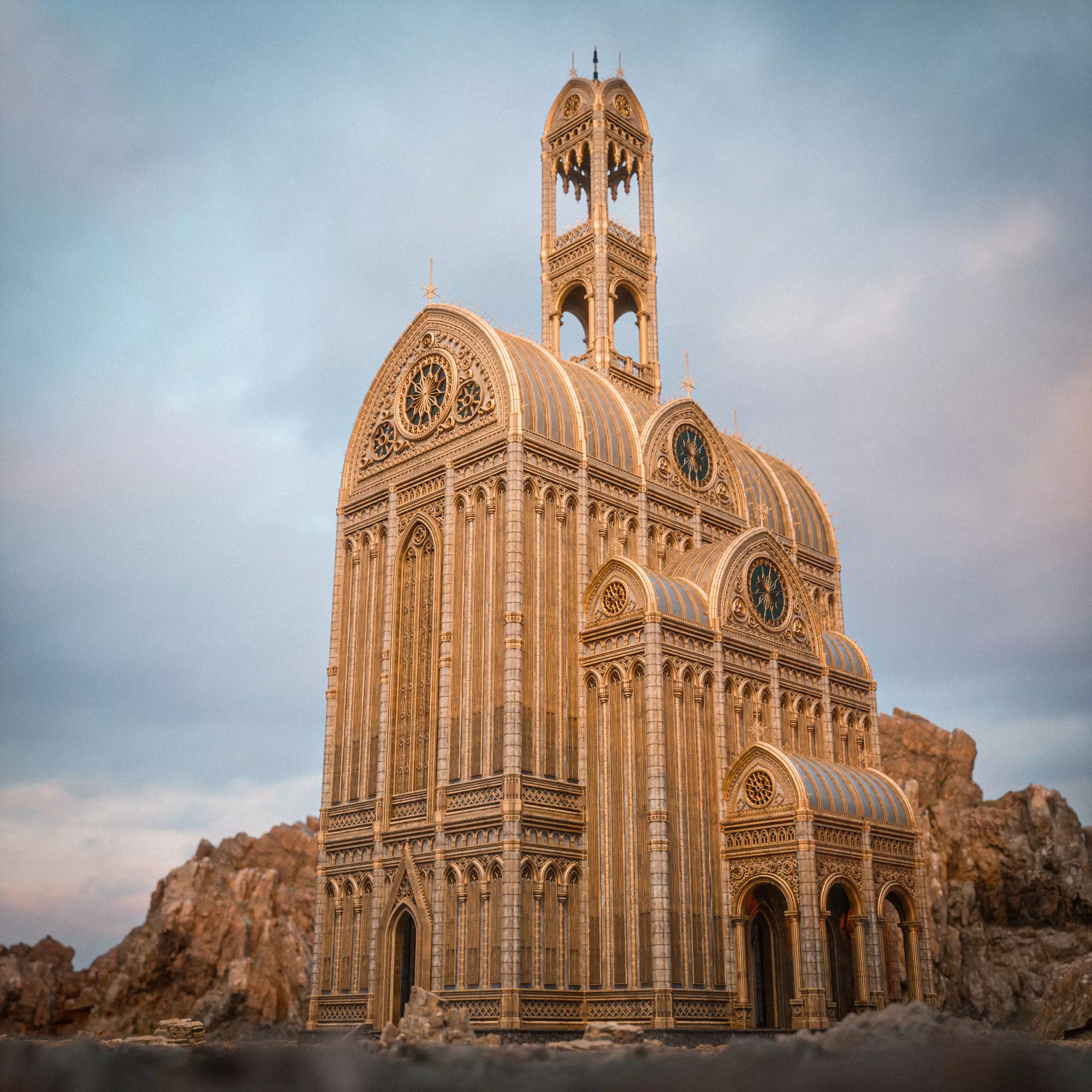 GOTHIC MODULAR BUILDING 1 Low-poly 3D model_0