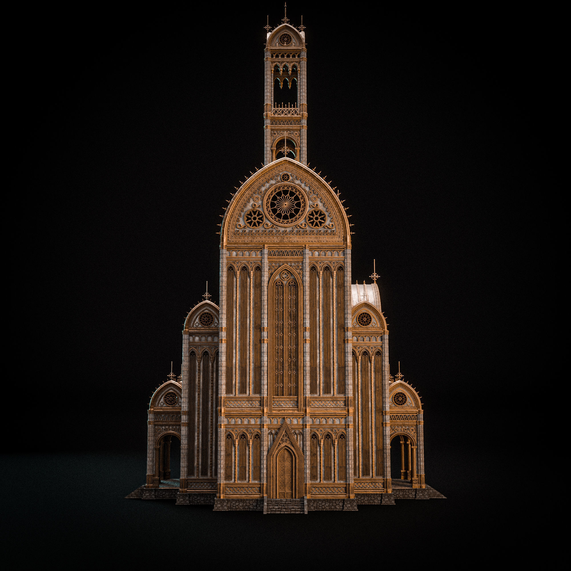 GOTHIC MODULAR BUILDING 1 Low-poly 3D model_6