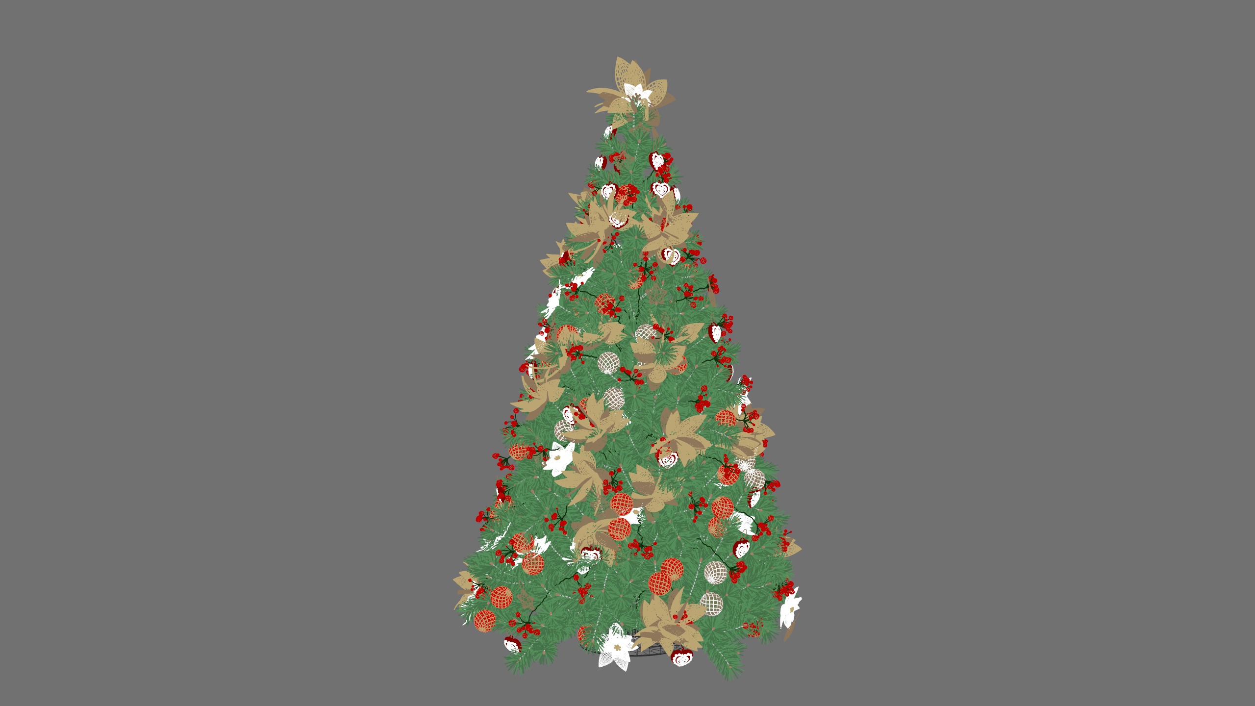 Christmas Tree Realistic Low-poly 3D model_3