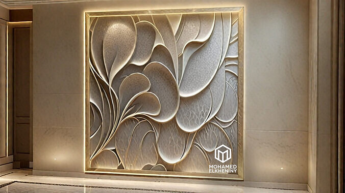 modern panel wall decor set wall relief mural CNC 135 3D model