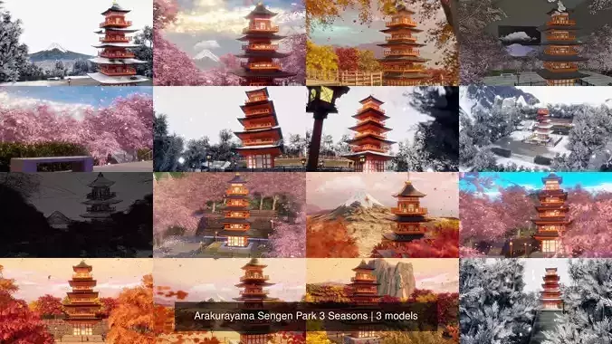 Arakurayama Sengen Park 3 Seasons 3D Model Collection