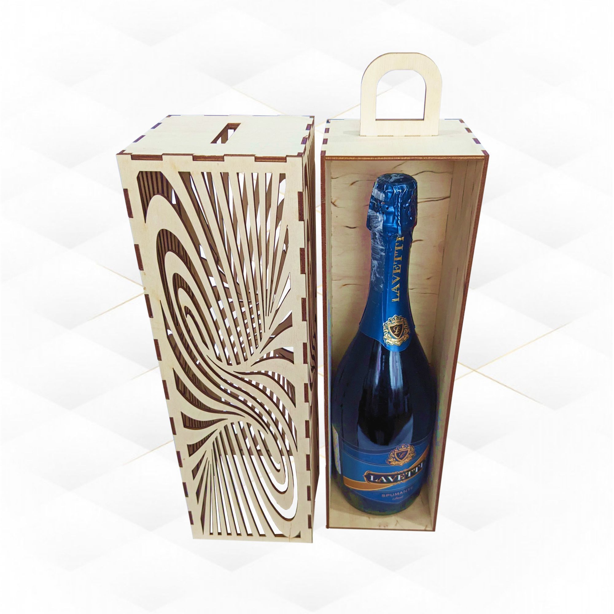 Gift wine box Infinity laser cutting design 3D print model_2