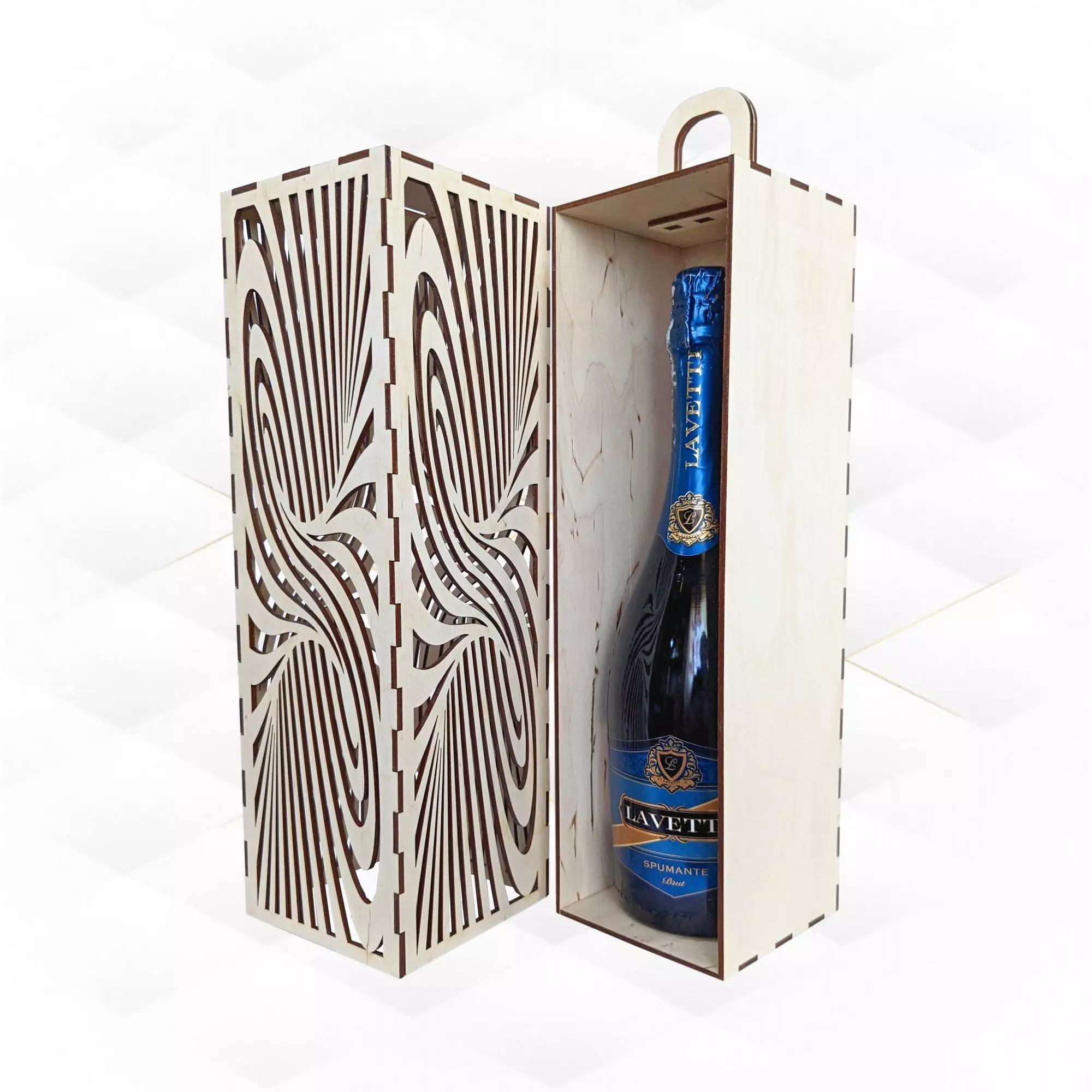 Gift wine box Infinity laser cutting design 3D print model_0