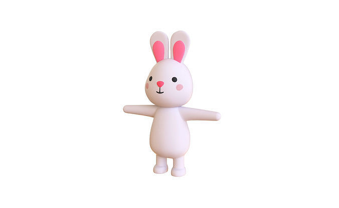 High-Quality 3D Bunny Character Cartoon  Low-poly 3D model