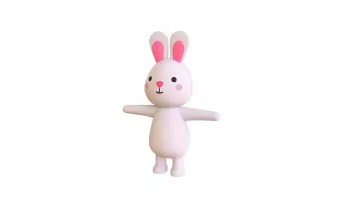 High-Quality 3D Bunny Character Cartoon  Low-poly 3D model