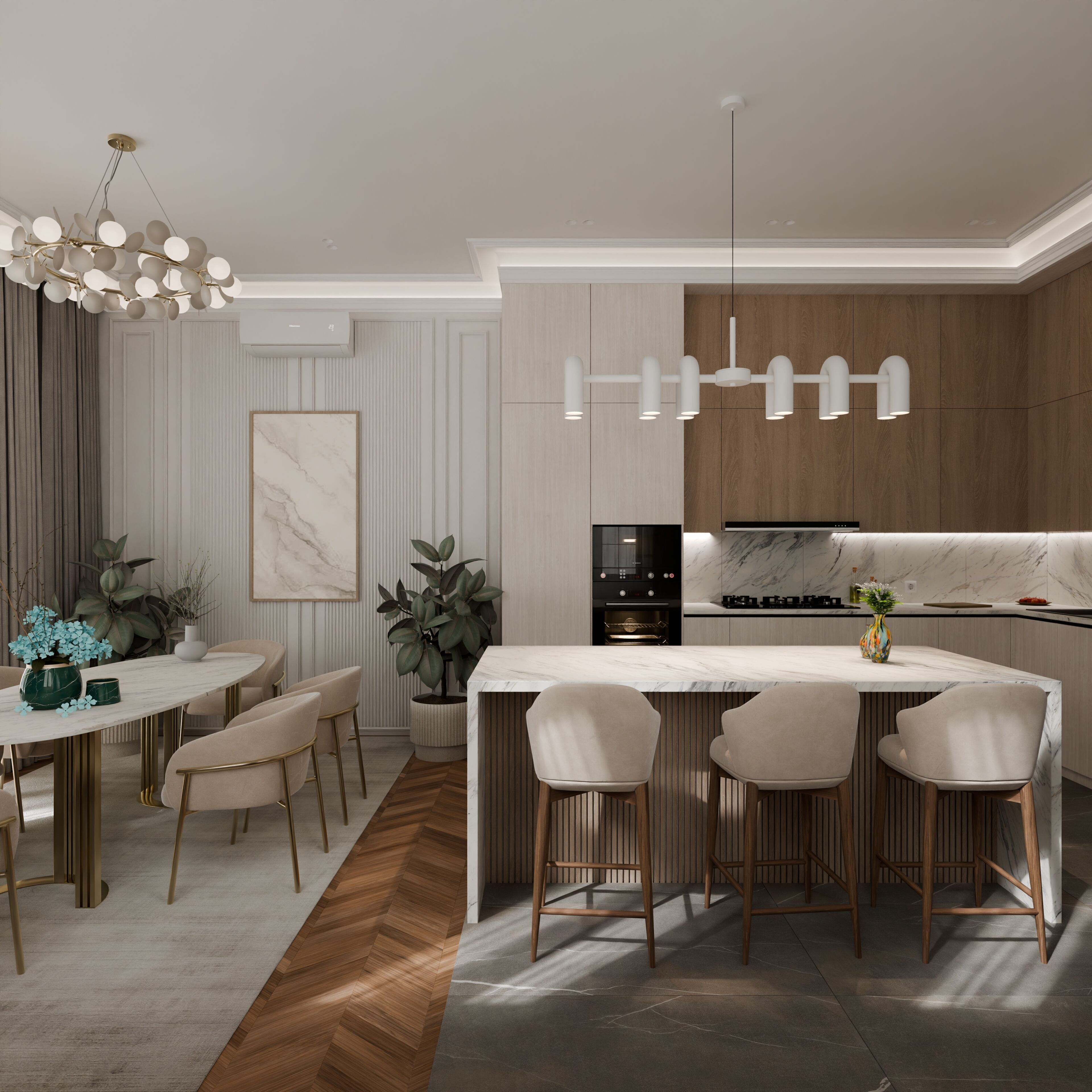 Neoclassical kitchen 3D model_7