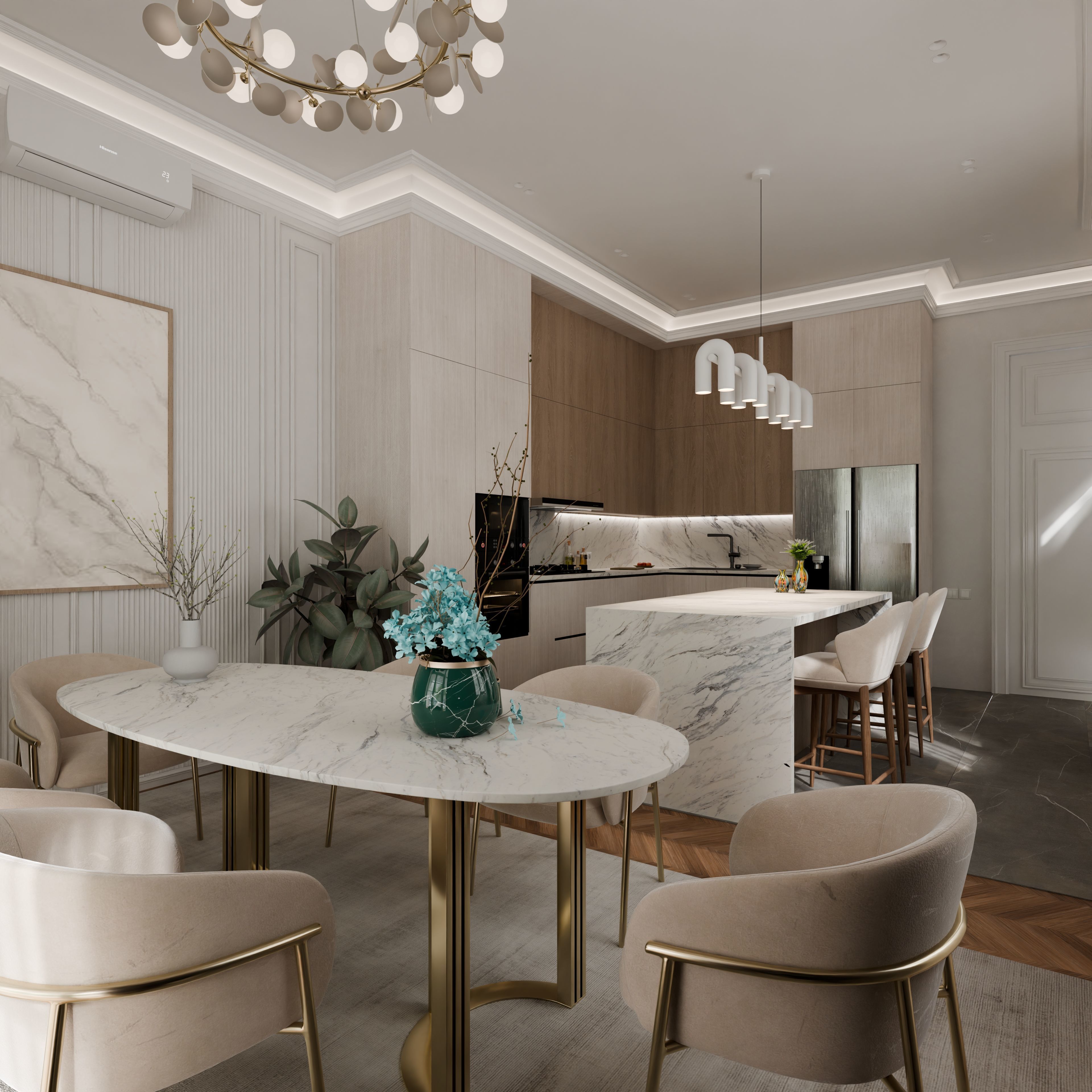Neoclassical kitchen 3D model_3