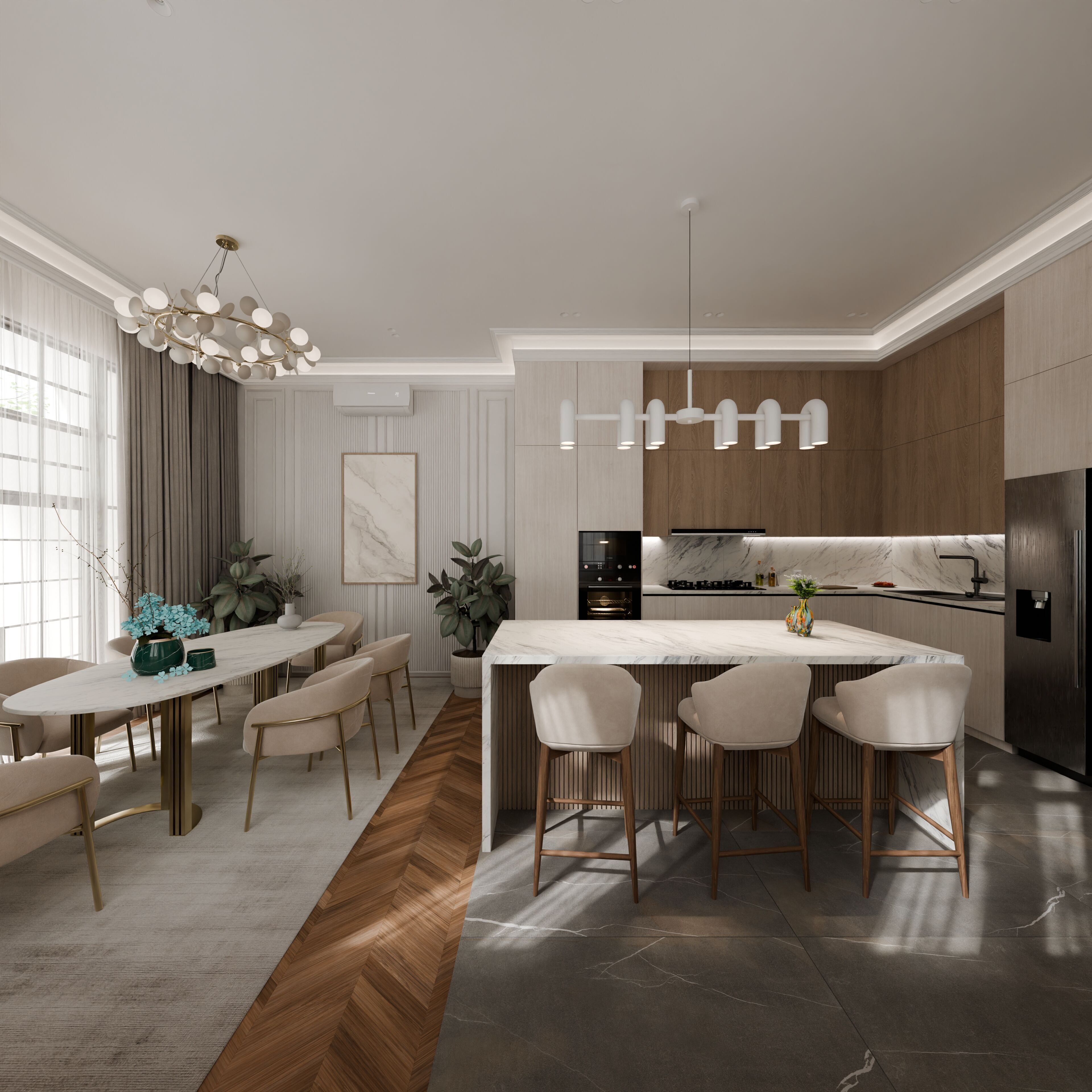 Neoclassical kitchen 3D model_2