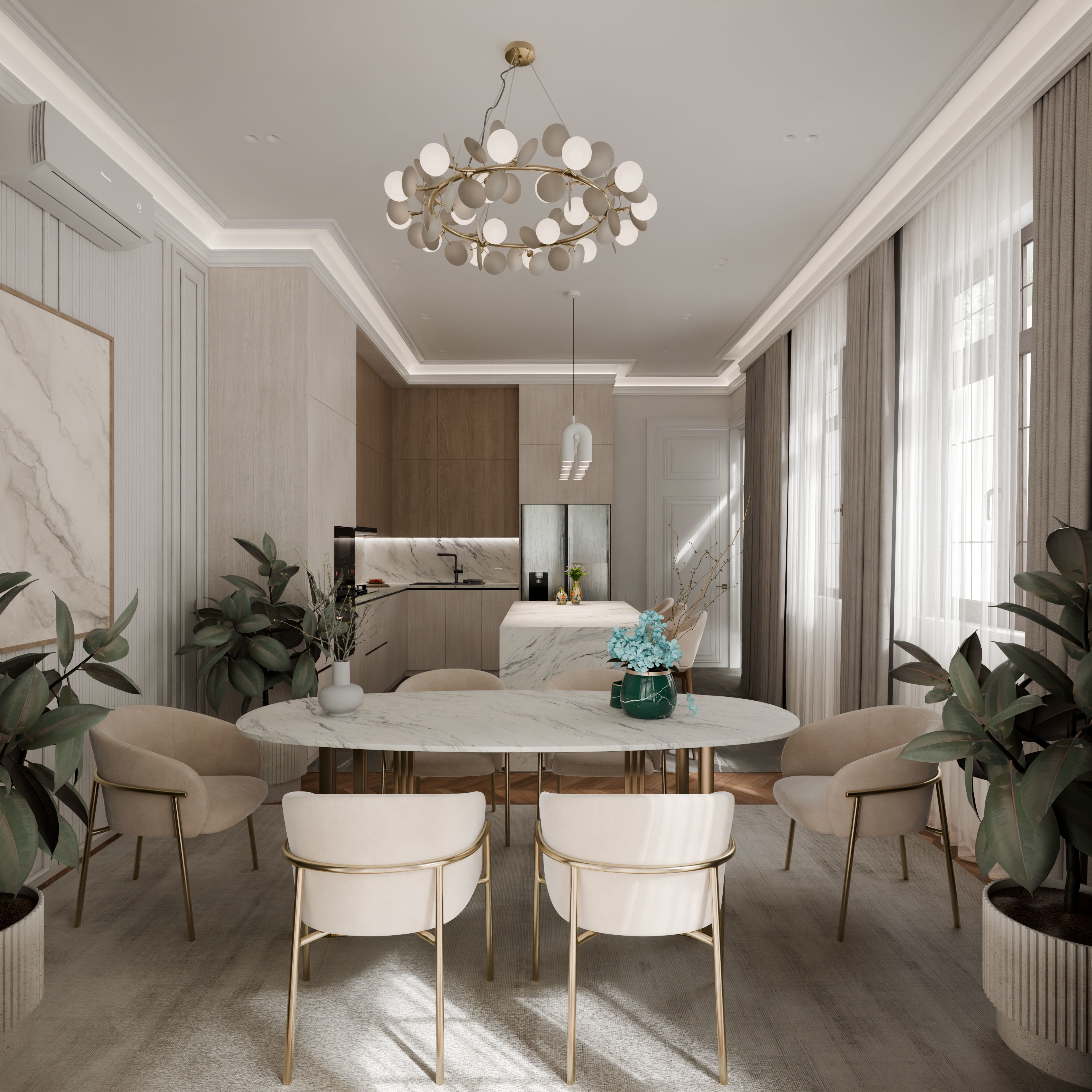 Neoclassical kitchen 3D model_5