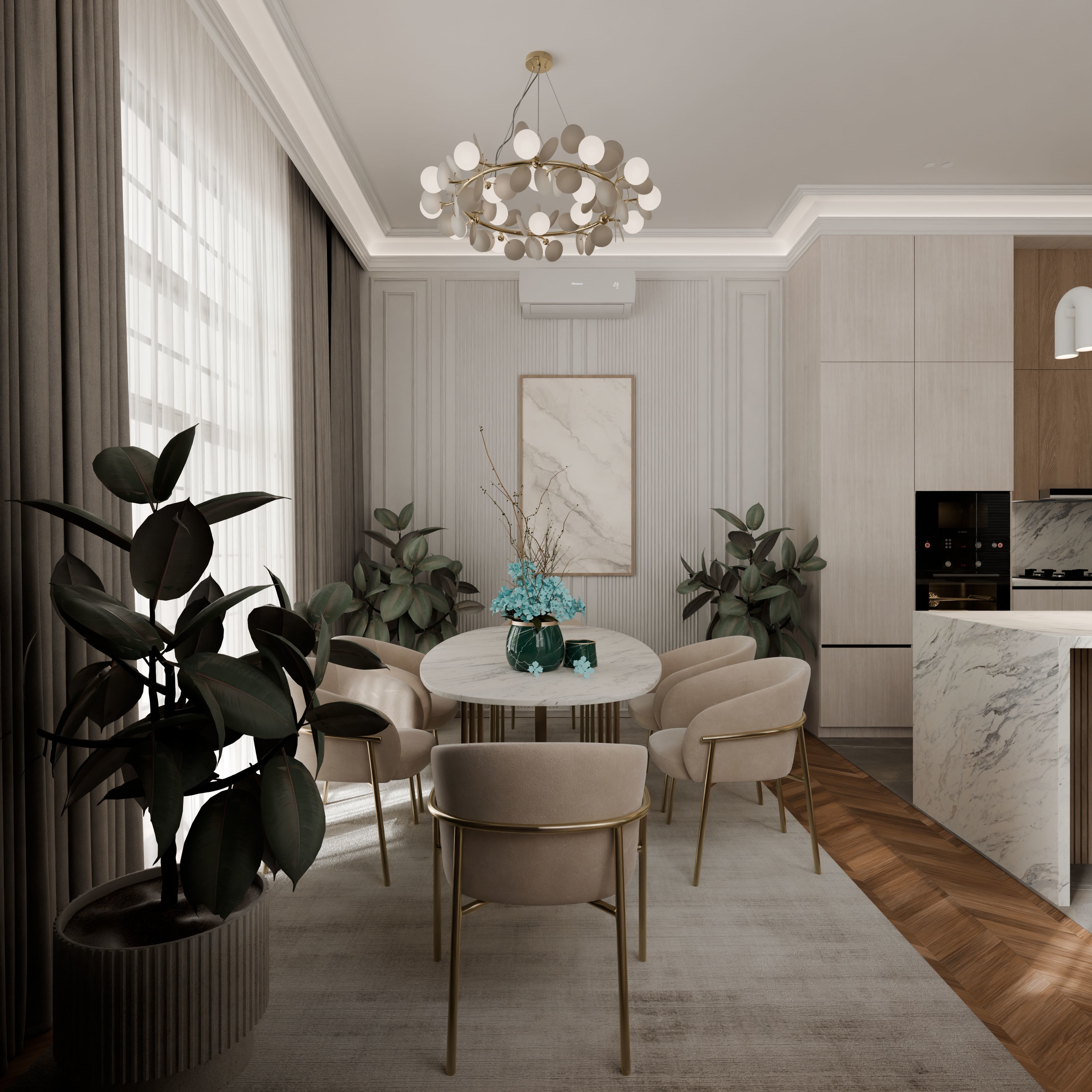 Neoclassical kitchen 3D model_8