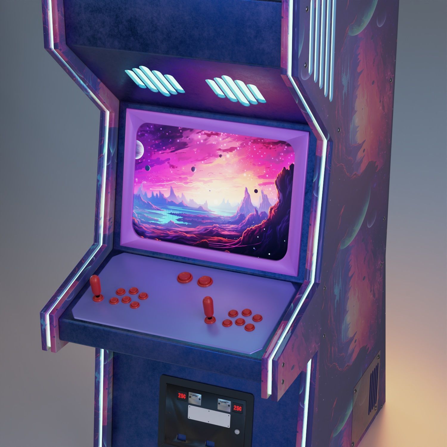 Game Machine Space Low-poly 3D model_8