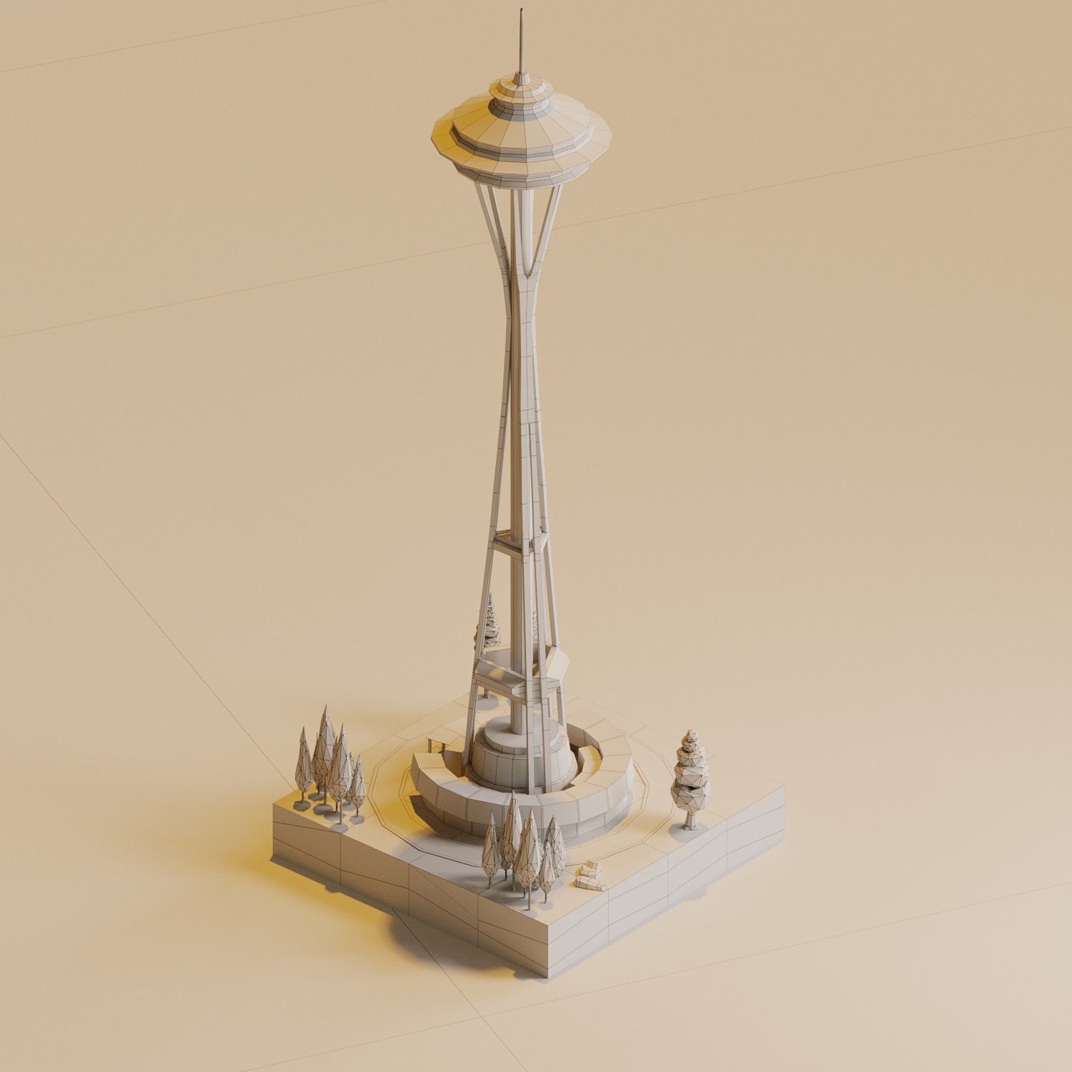 Space Needle Low-poly 3D model_2