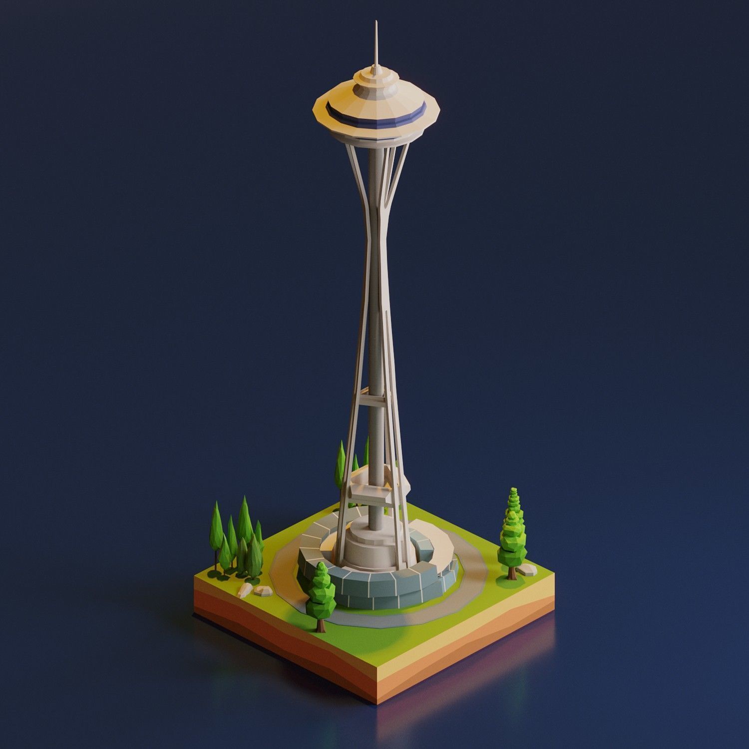 Space Needle Low-poly 3D model_5