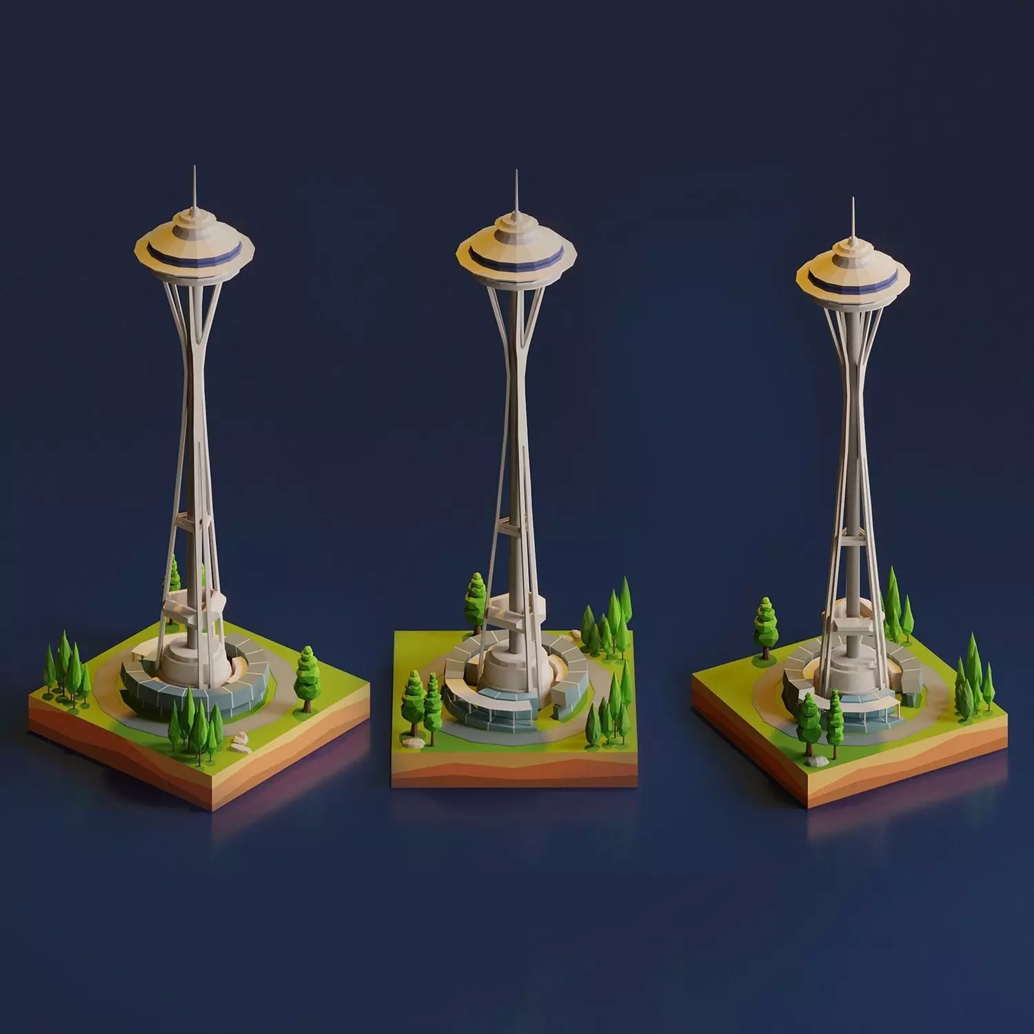 Space Needle Low-poly 3D model_0