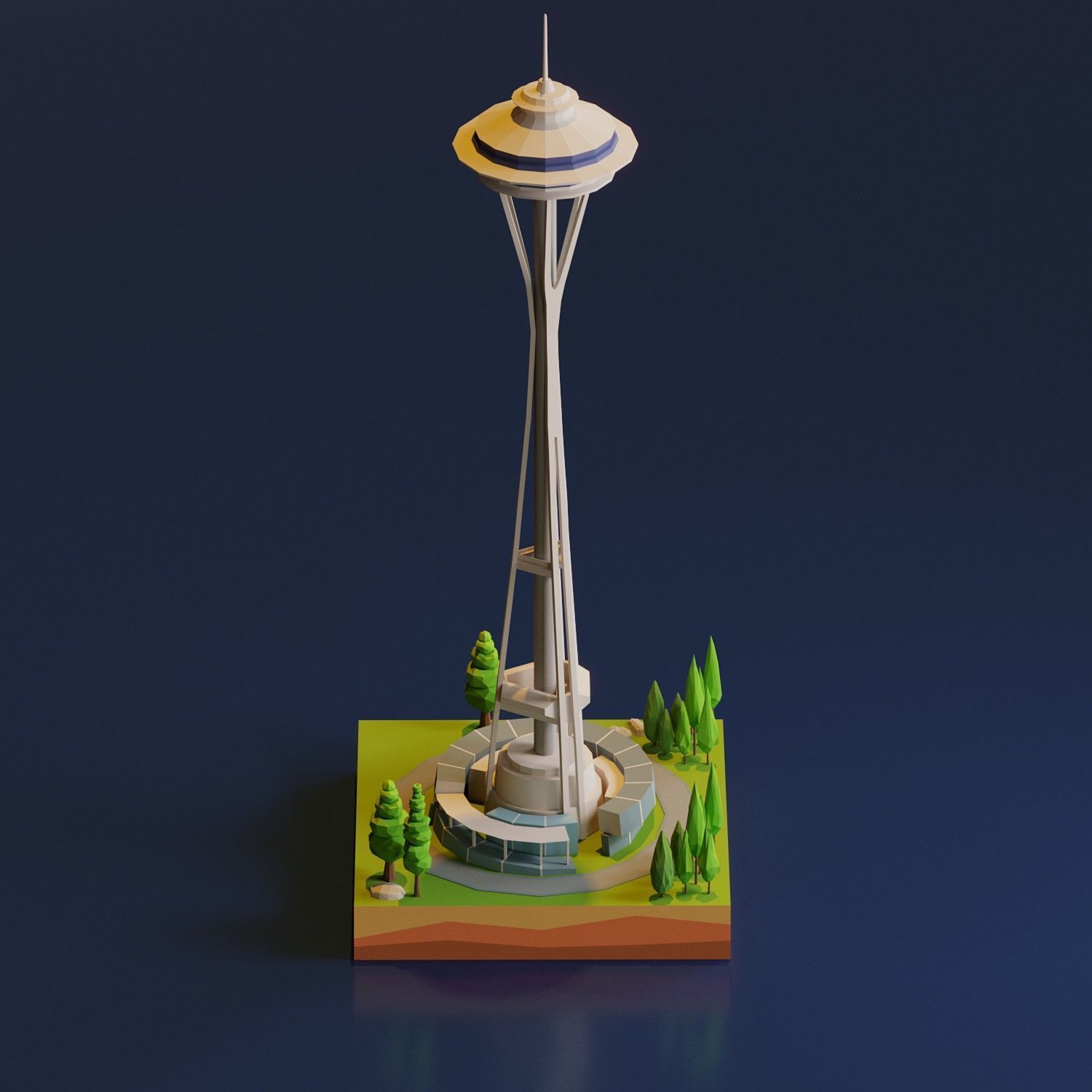 Space Needle Low-poly 3D model_3