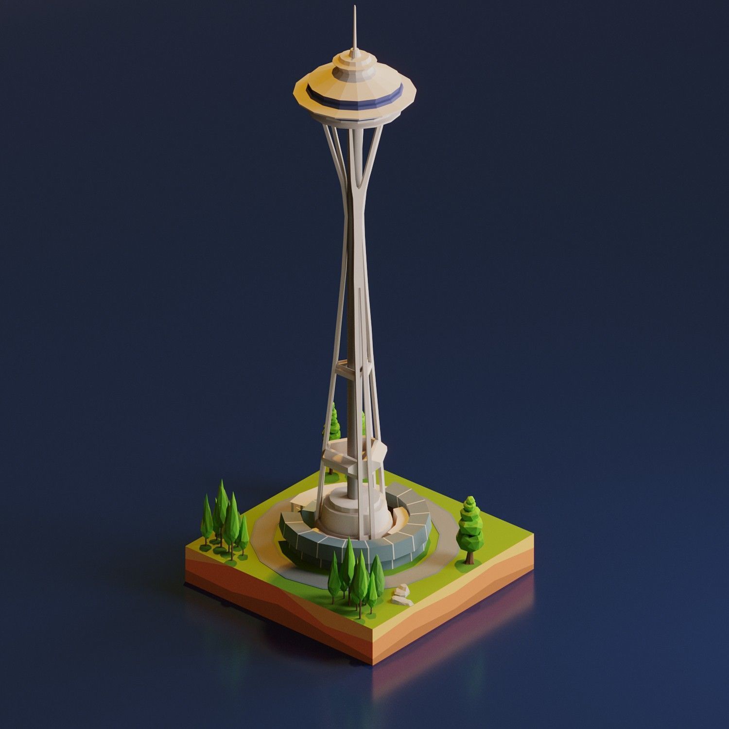 Space Needle Low-poly 3D model_1
