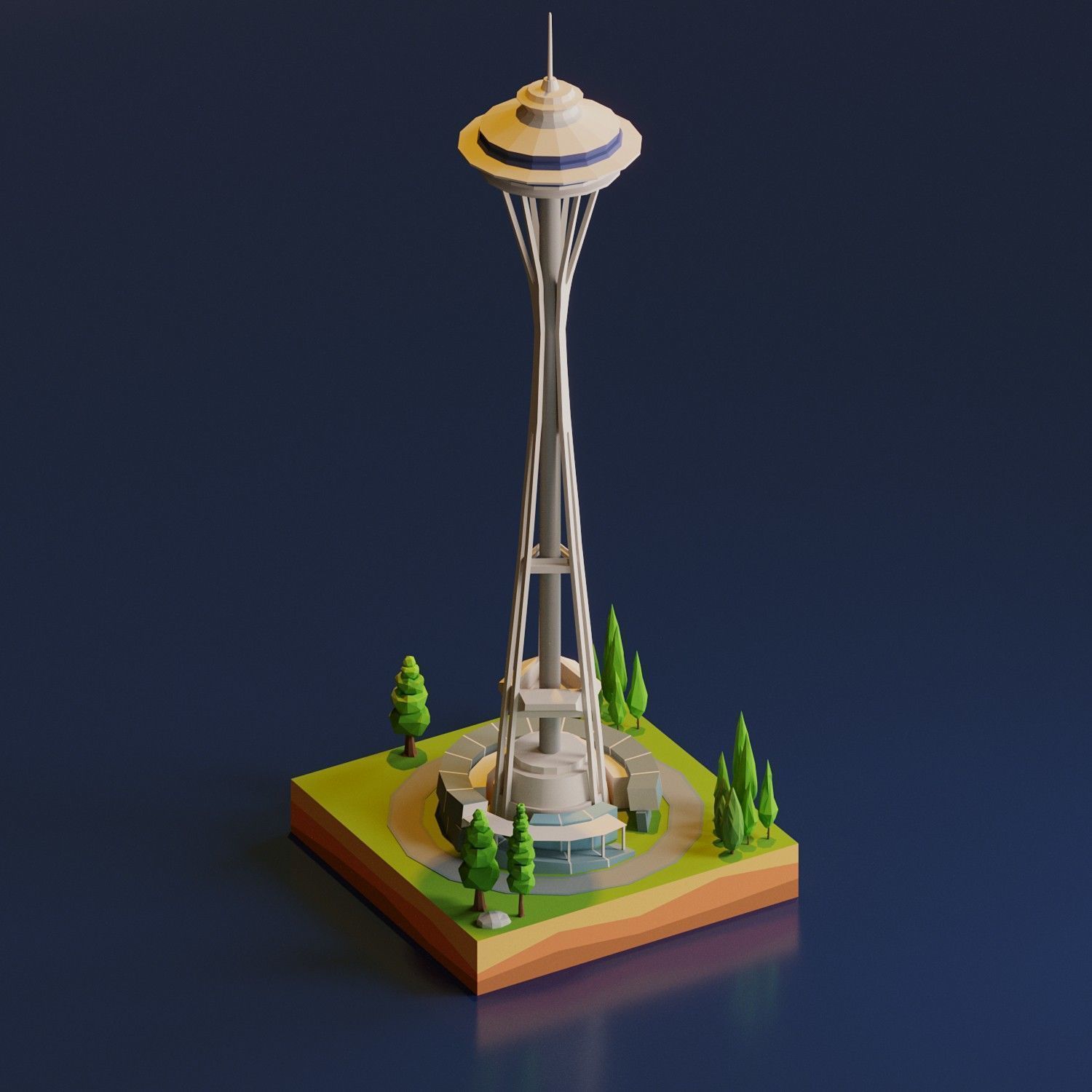 Space Needle Low-poly 3D model_4