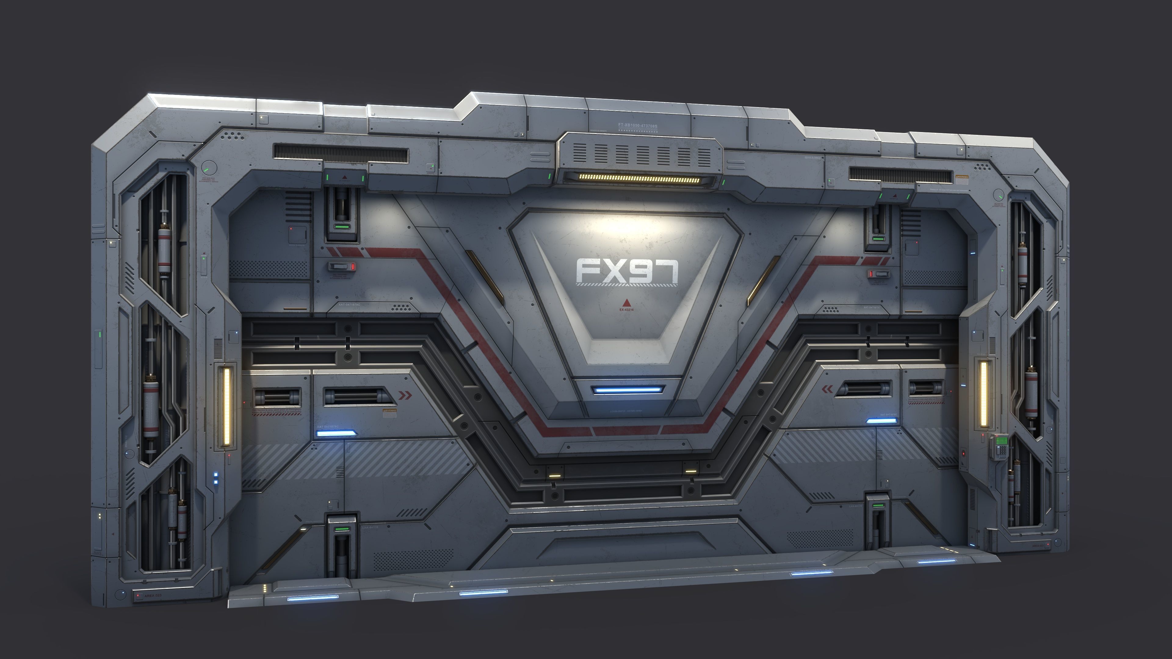 Sci-Fi Door Kit Vol 01-Type D-PBR Low-poly 3D model_1