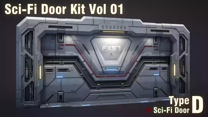 Sci-Fi Door Kit Vol 01-Type D-PBR Low-poly 3D model Sci-Fi Door Kit Vol 01-Type D-PBR Low-poly 3D model