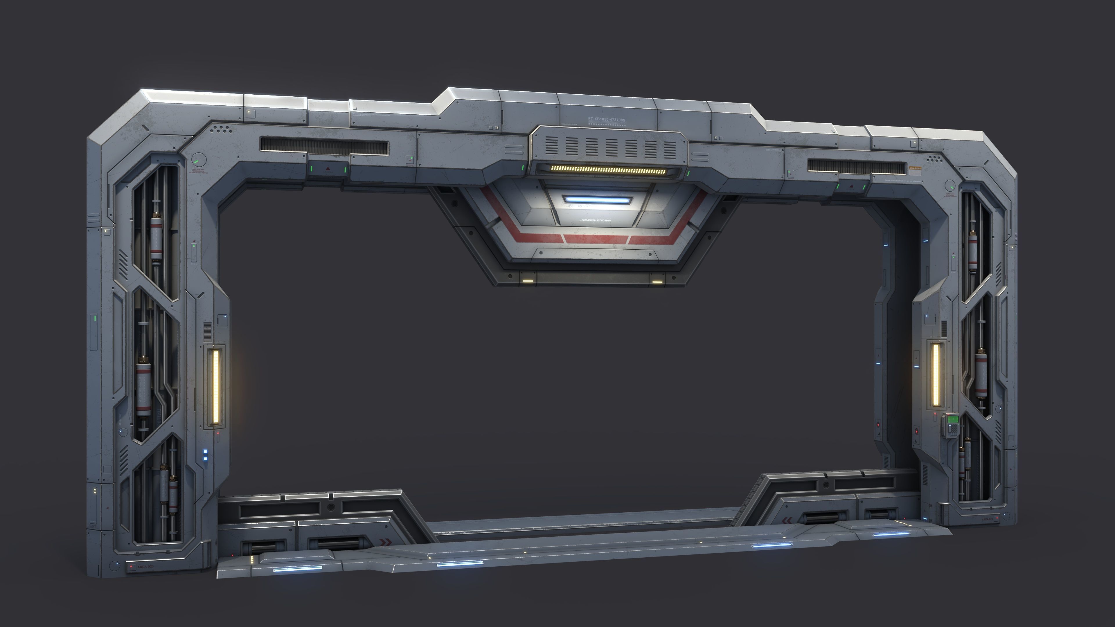 Sci-Fi Door Kit Vol 01-Type D-PBR Low-poly 3D model_2