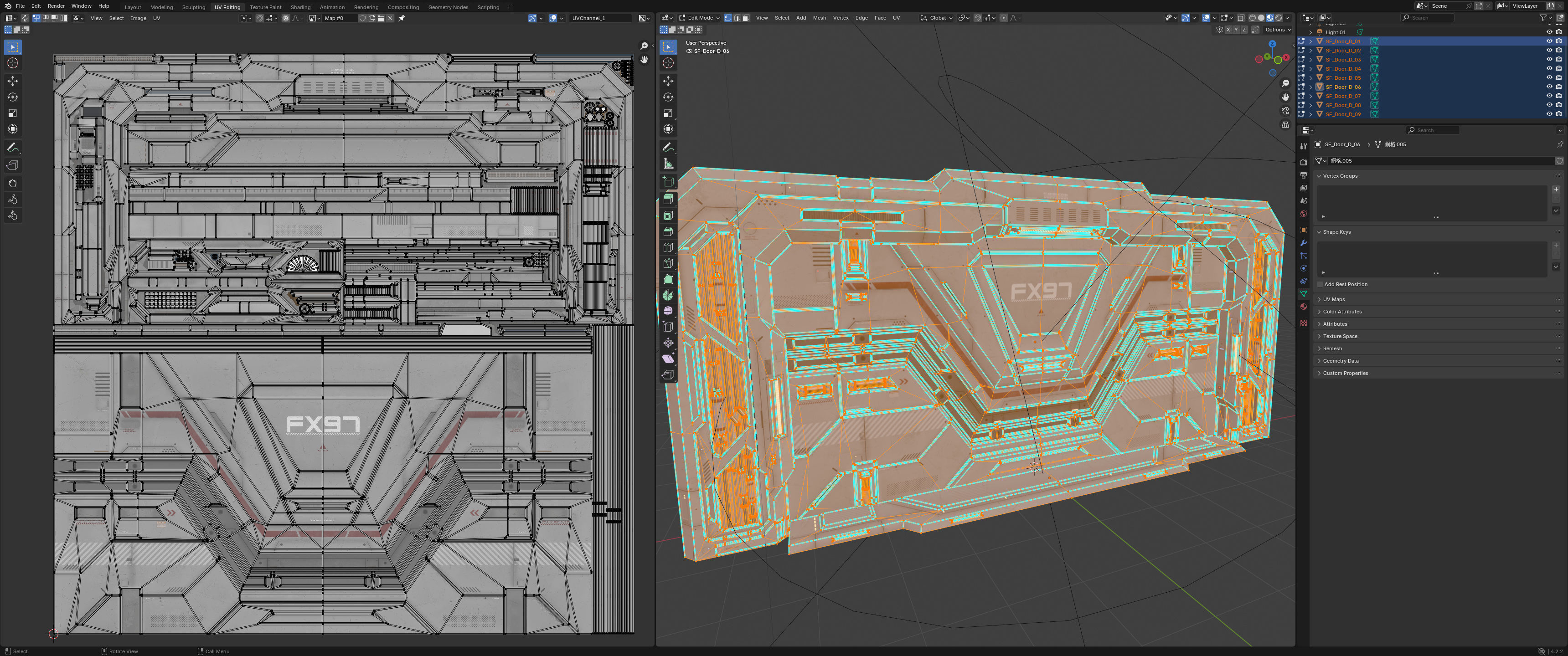 Sci-Fi Door Kit Vol 01-Type D-PBR Low-poly 3D model_7