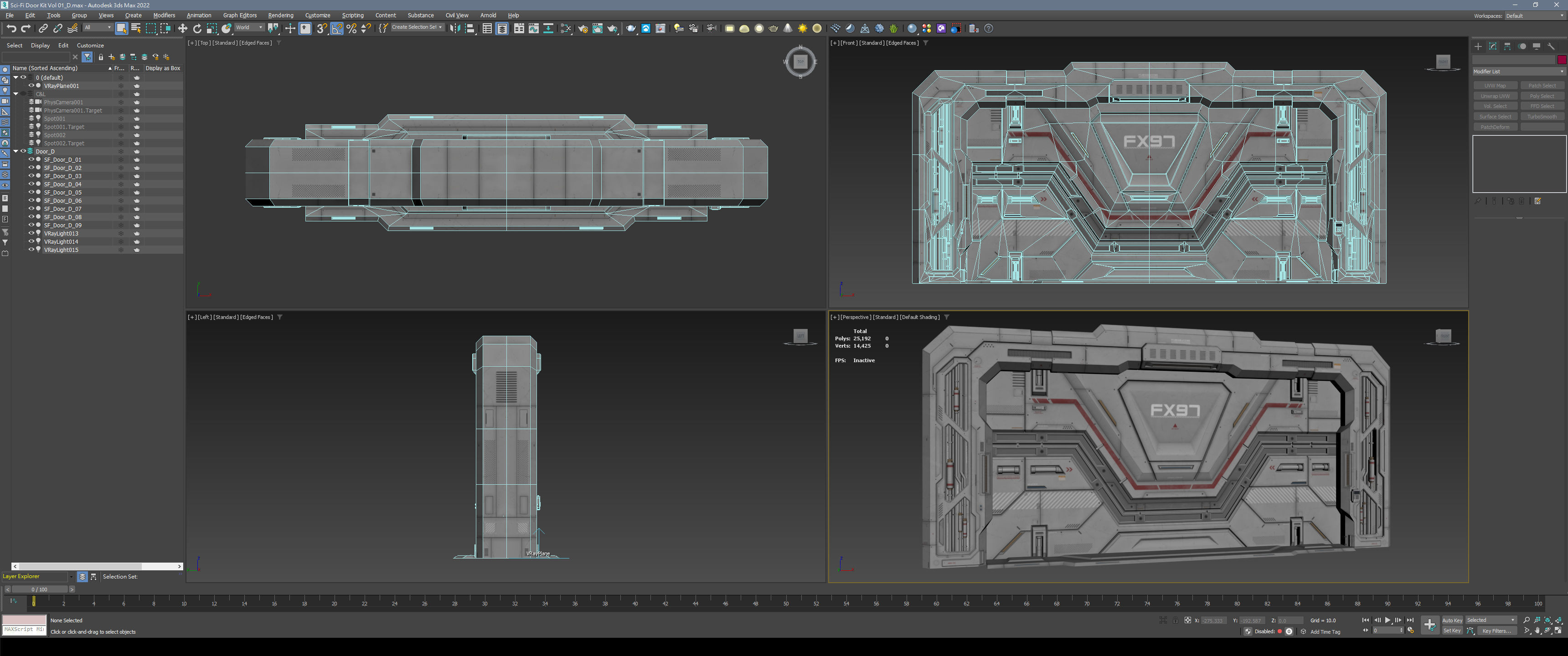 Sci-Fi Door Kit Vol 01-Type D-PBR Low-poly 3D model_4