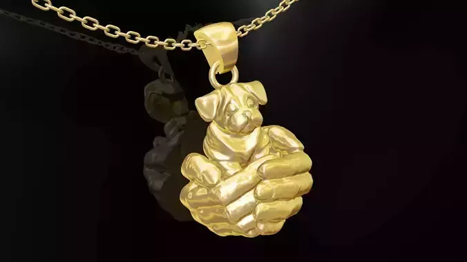 Little Cute Dog Hand Gold Pendant Jewelry