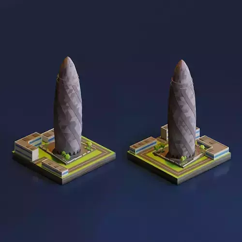 Gherkin Tower Low-poly 3D model