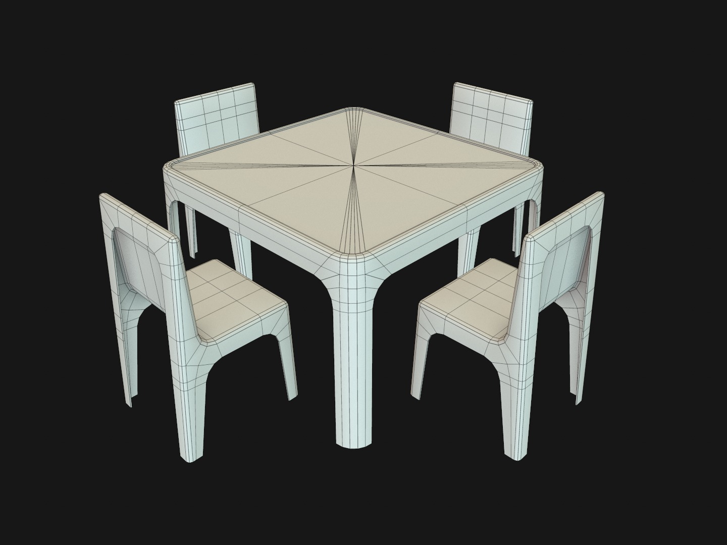 Kids Table and Chair Set Low-poly 3D model_10