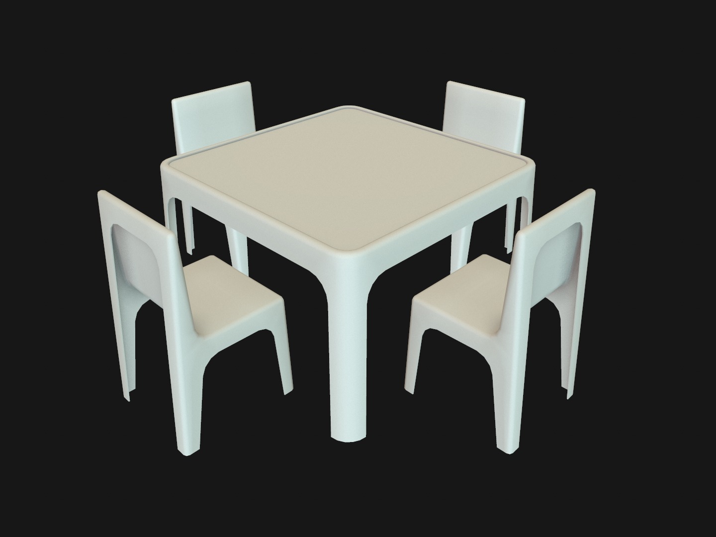 Kids Table and Chair Set Low-poly 3D model_9