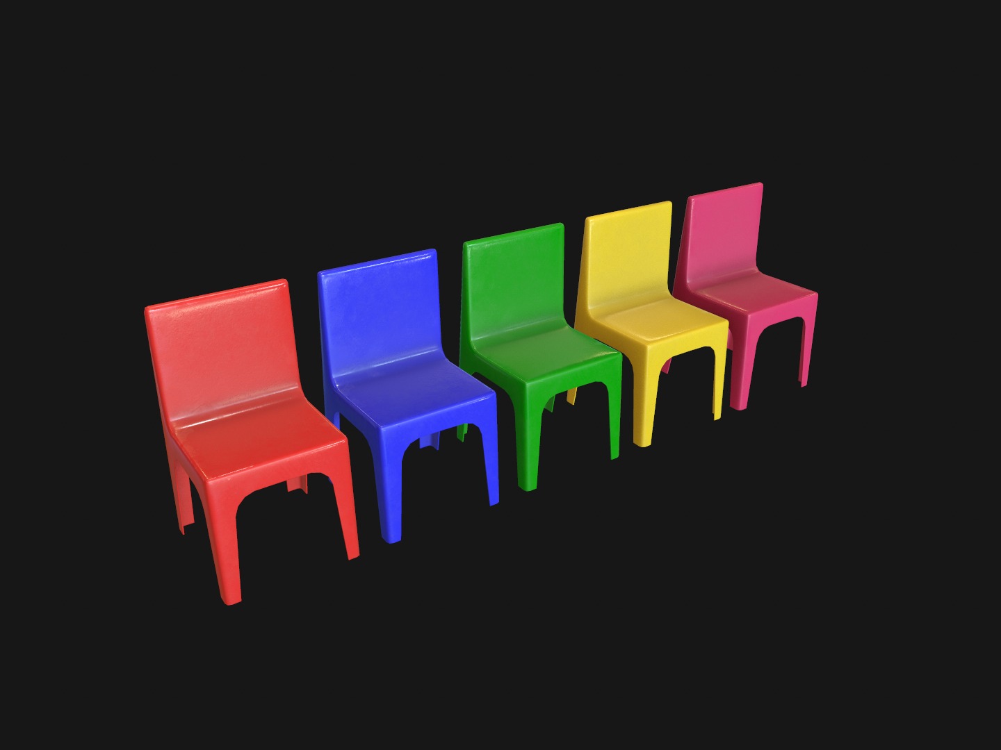 Kids Table and Chair Set Low-poly 3D model_3
