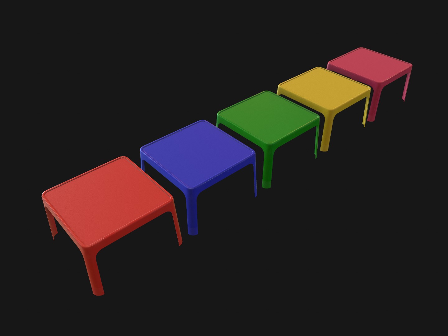 Kids Table and Chair Set Low-poly 3D model_2