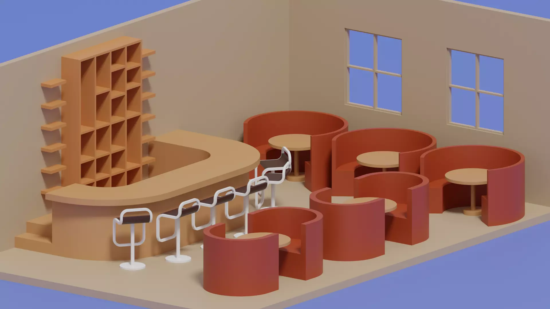 Cartoon Pub Bar Interior 3D model