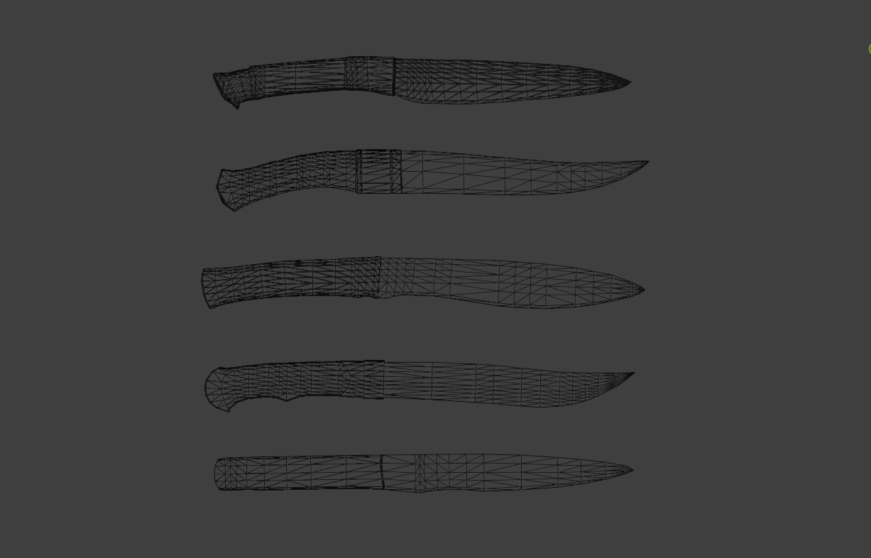 Ancient knives set Low-poly 3D model_9
