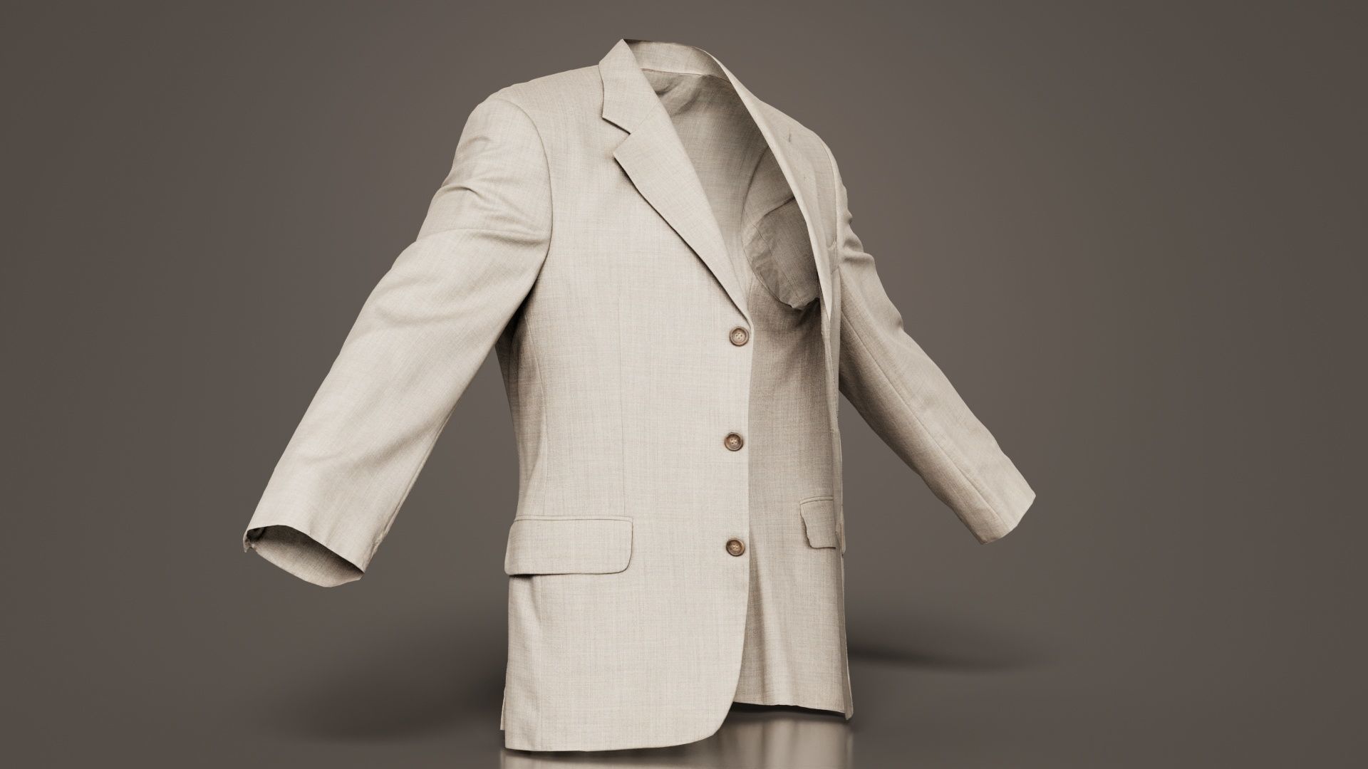 Suit B Vest Open Low-poly 3D model_2