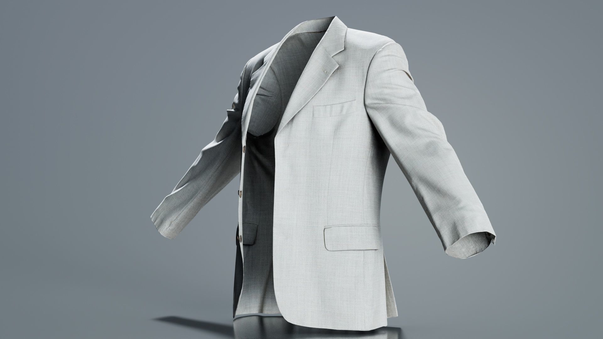 Suit B Vest Open Low-poly 3D model_4