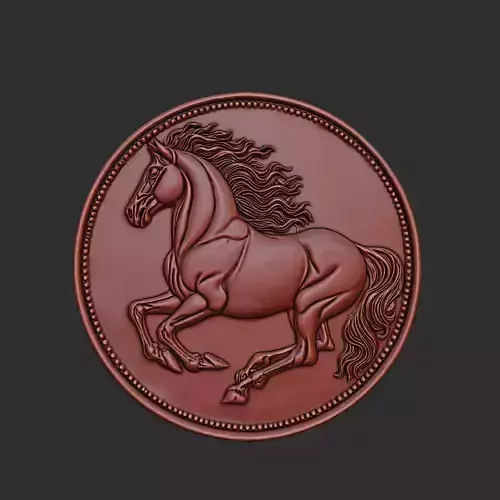 Horse coin Relief for CNC and 3D Printing 