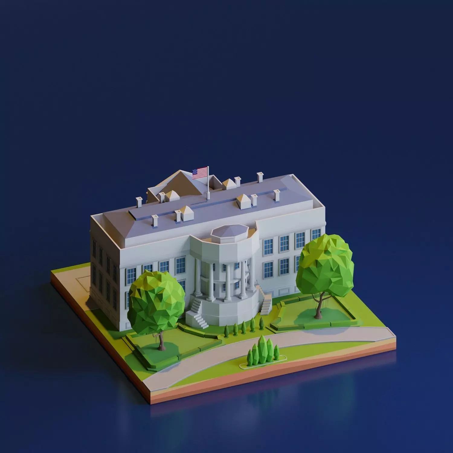 The White House Low-poly 3D model_0
