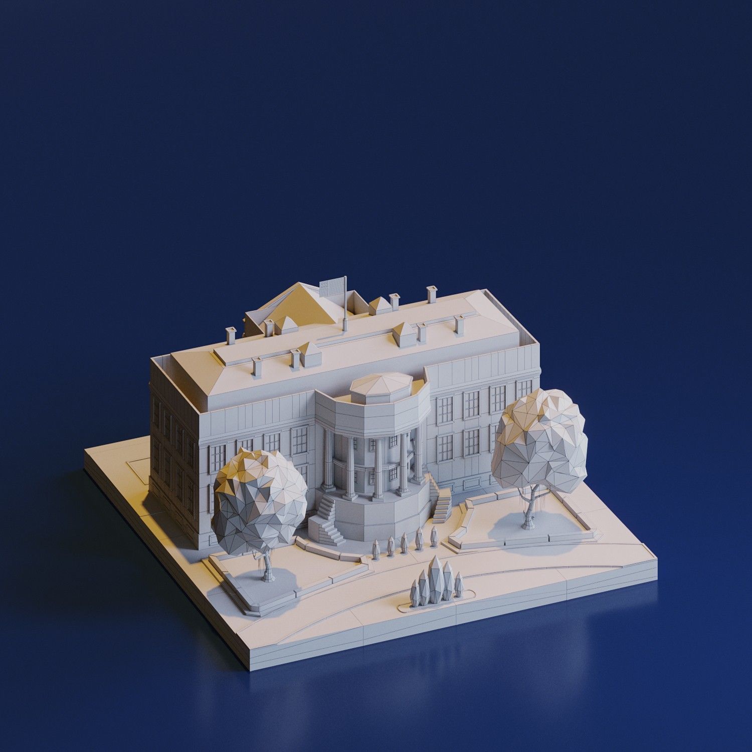 The White House Low-poly 3D model_2