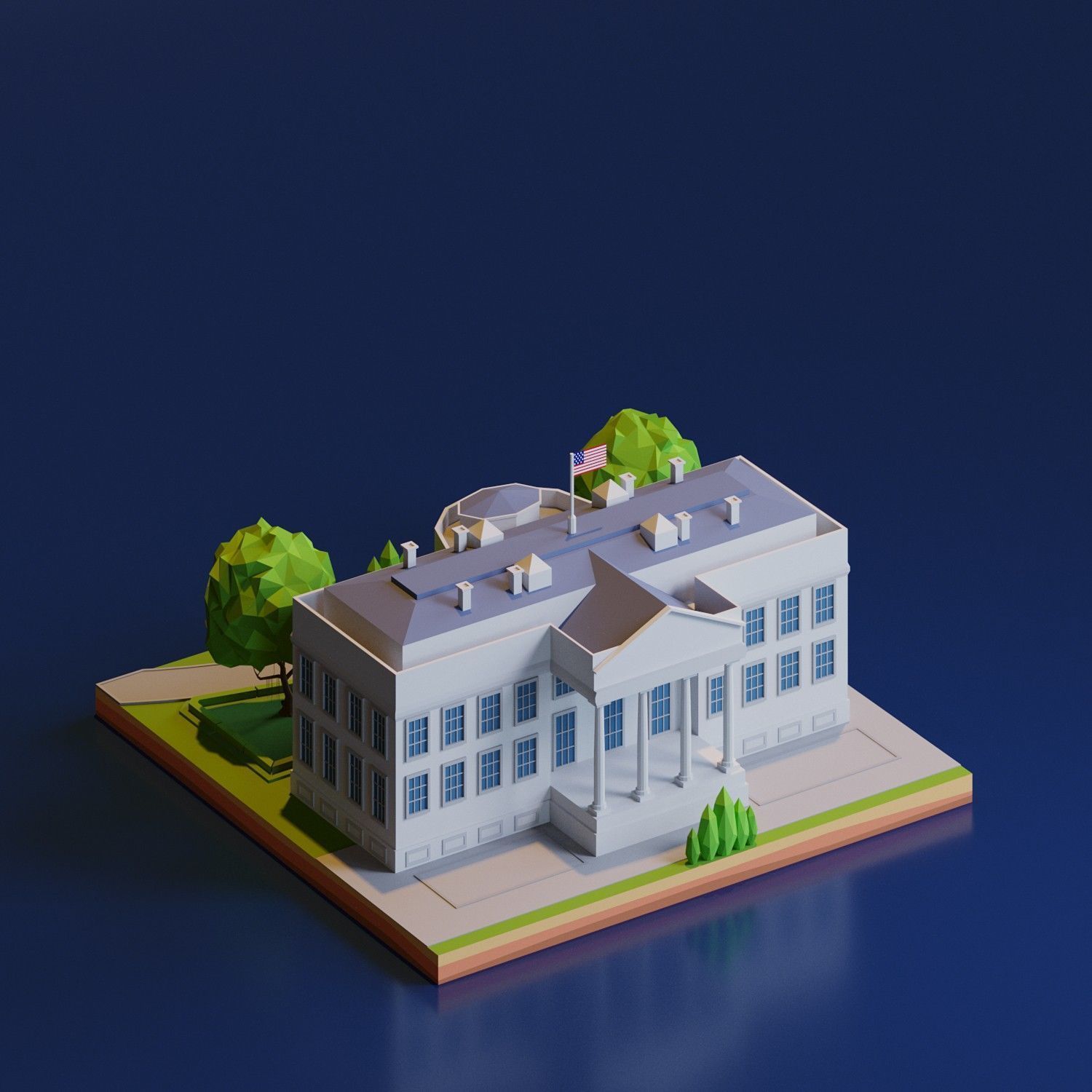 The White House Low-poly 3D model_1