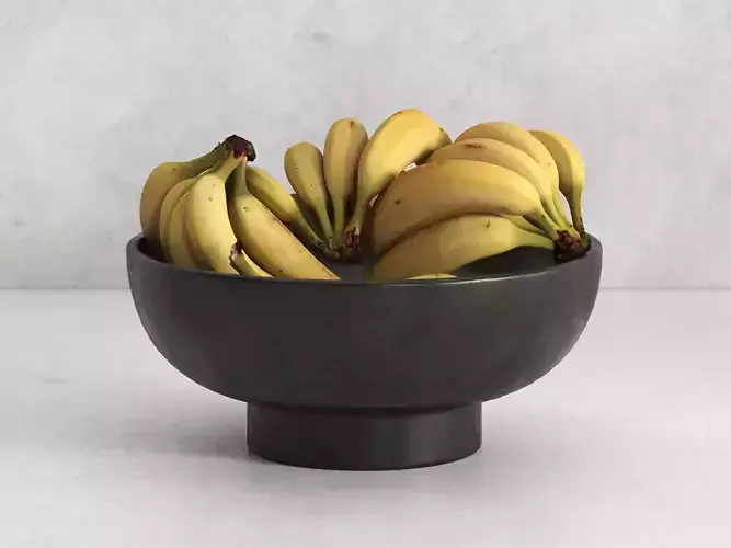 Banana Clusters in Terra Cotta Bowl