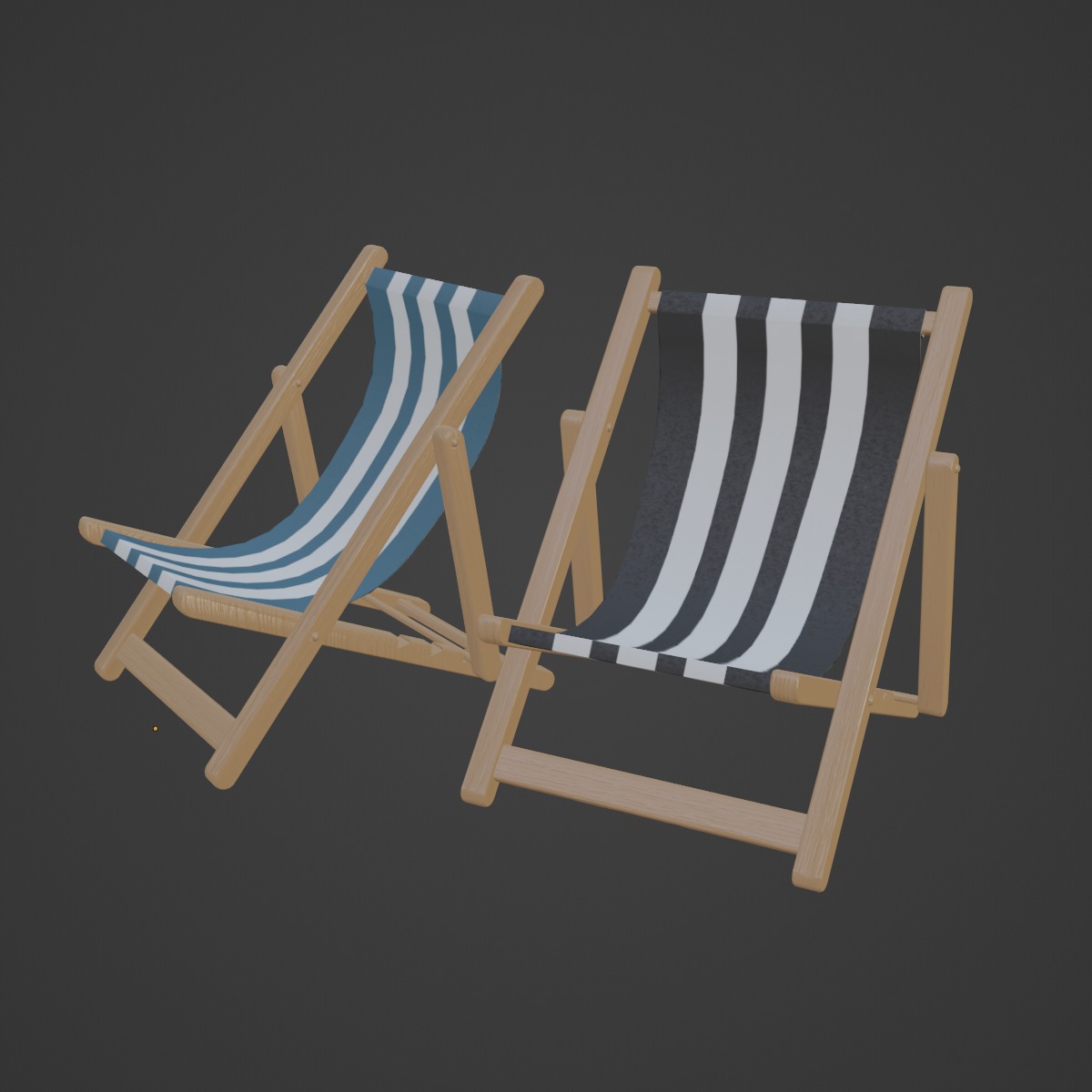 Beach Chair Deck 01 Low-poly 3D model_6