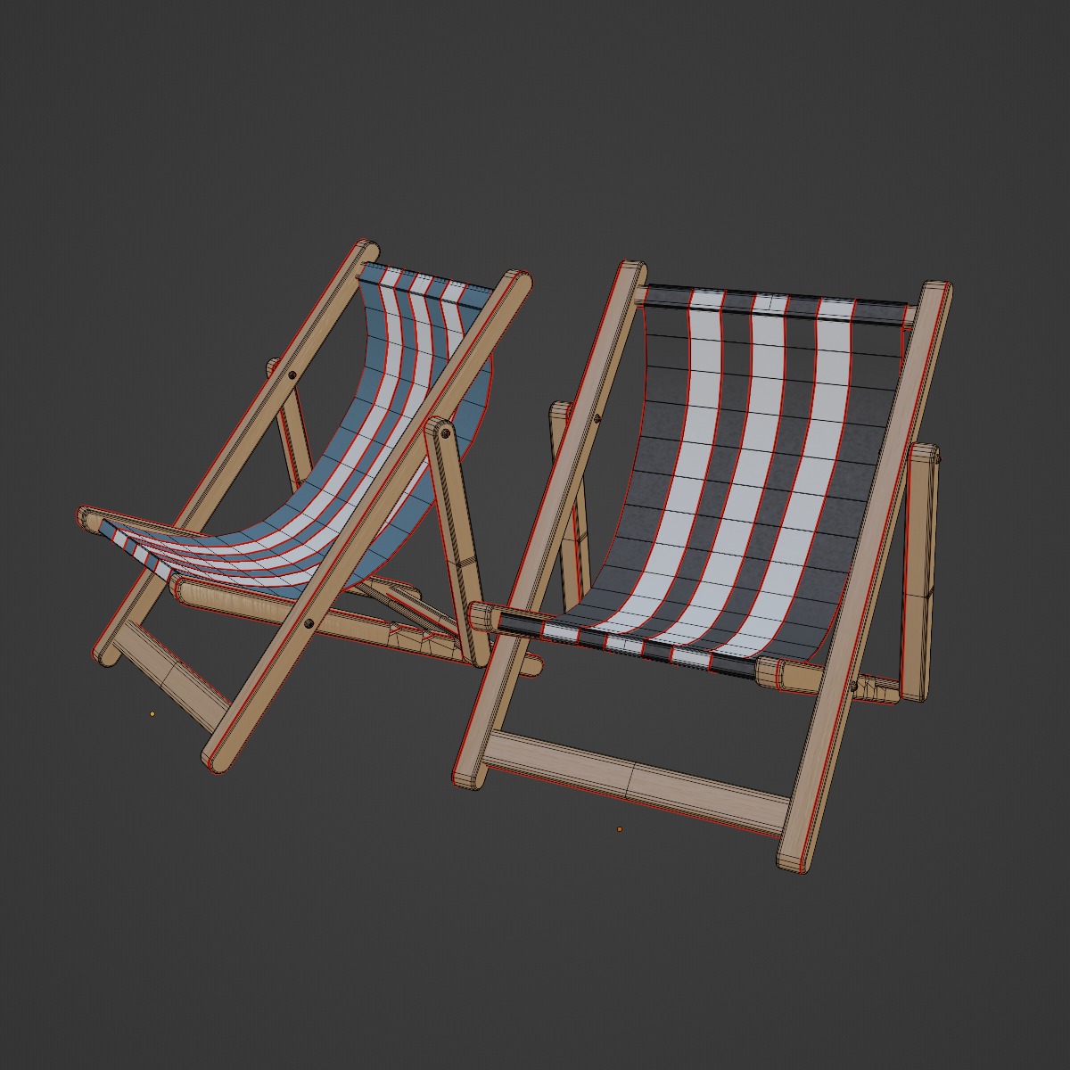 Beach Chair Deck 01 Low-poly 3D model_7