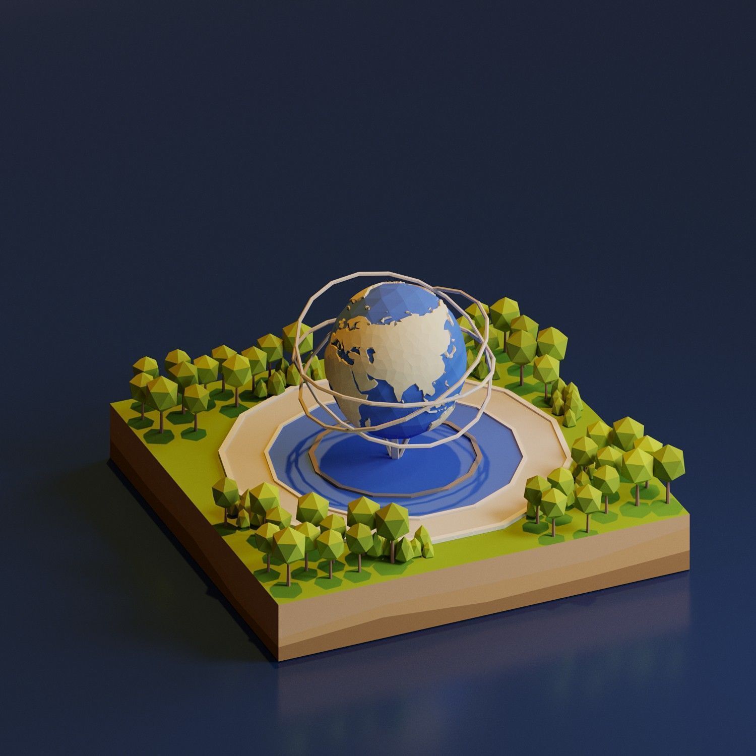 Unisphere Monument Low-poly 3D model_1